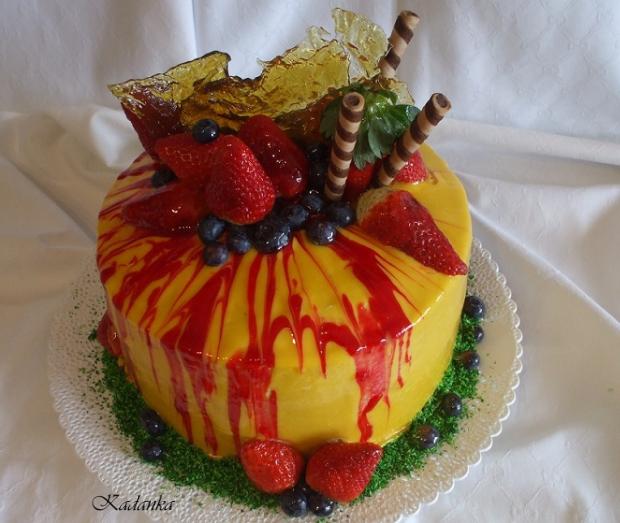 Ovocná so zrkadlovou polevou Citrón a malina, torta, Narodeninové torty Ovocná so zrkadlovou polevou Citrón a malina, torta, Narodeninové torty, Kadanka, 1