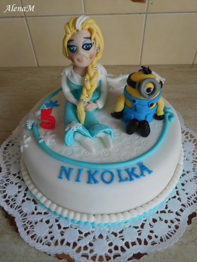 Elsa s mimoňom :D, torta, Rozprávkové torty, AlenaM, 1