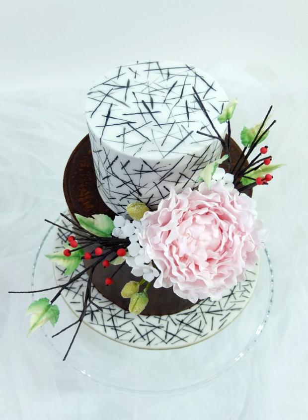 Jednoduchá narodeninová tortička s pivonkou, torta, Čokoládové torty Jednoduchá narodeninová tortička s pivonkou, torta, Čokoládové torty, SWEETarchitect, 3
