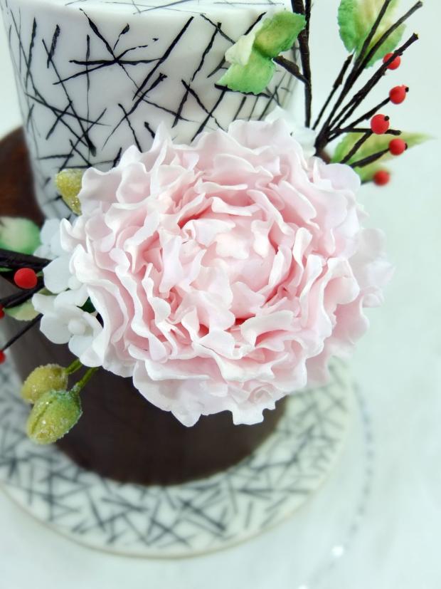 Jednoduchá narodeninová tortička s pivonkou, torta, Čokoládové torty Jednoduchá narodeninová tortička s pivonkou, torta, Čokoládové torty, SWEETarchitect, 5
