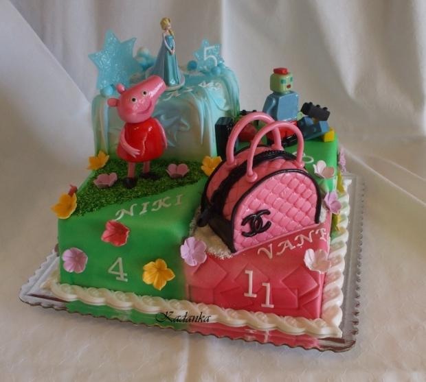 Štvortorta pre štyri detičky - Elsa, Peppa Pig, Lego a kabelka..., torta, Ostané torty pre deti, Kadanka, 1