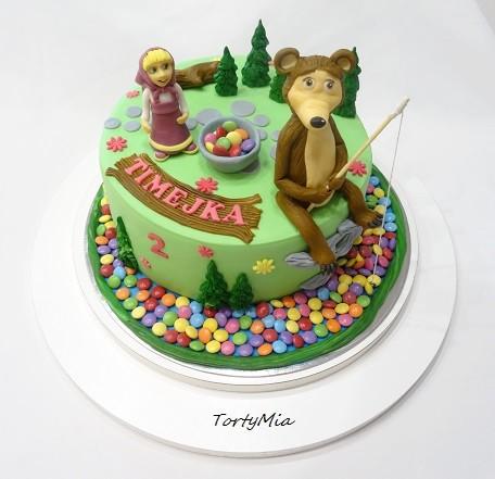 Máša a medveď s lentilkami, torta, Rozprávkové torty, TortyMia, 1