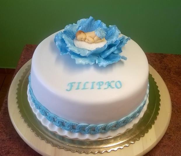 Bielo-modrá s bábätkom..., torta, Torty na krstiny, sonka71x, 1