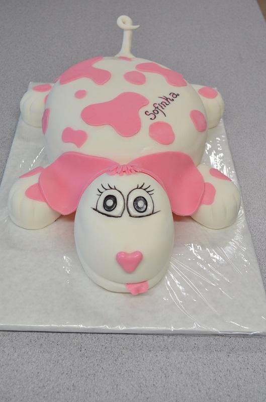 bielo-ružový pes, torta, Torty so zvieratkami, Denisa8, 1