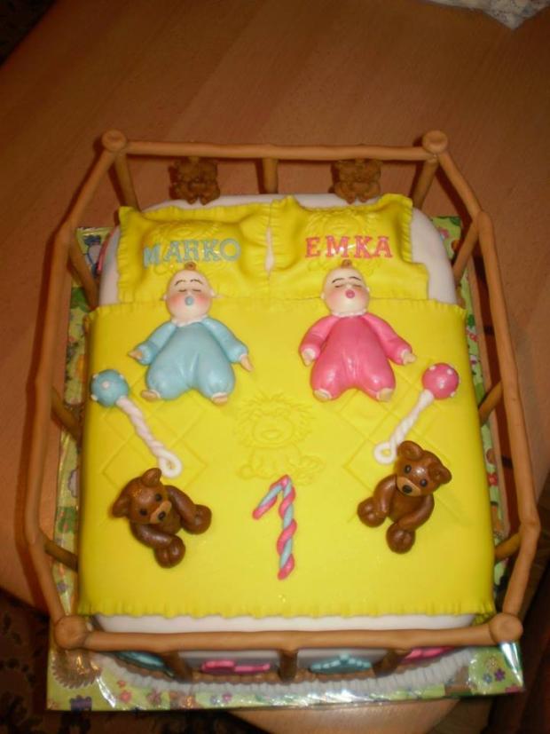 postieľka pre dvojičky, torta, Ostané torty pre deti, Helena Eglyova, 1