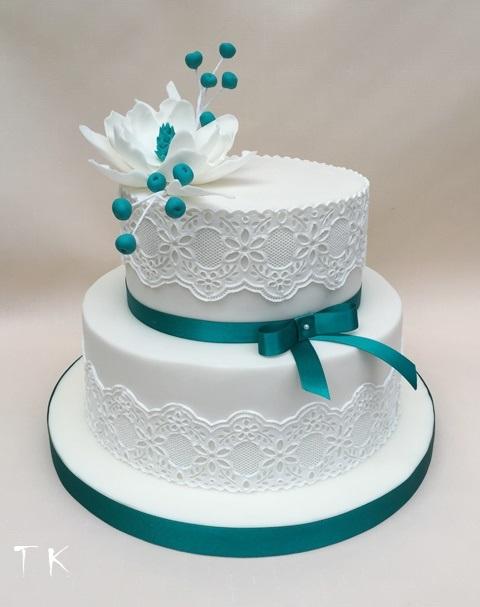 tyrkysová svadobná, torta, Svadobné torty, TORTY Klaudia, 1