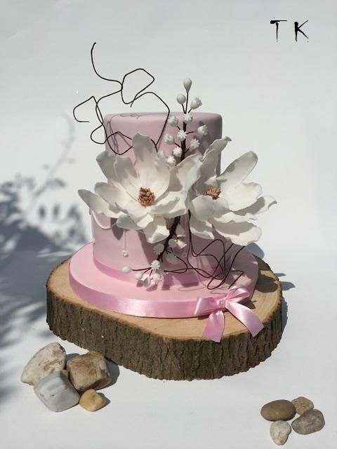 ružová s bielymi kvetmi, torta, Svadobné torty ružová s bielymi kvetmi, torta, Svadobné torty, TORTY Klaudia, 1