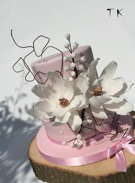 ružová s bielymi kvetmi, torta, Svadobné torty ružová s bielymi kvetmi, torta, Svadobné torty, TORTY Klaudia, 2