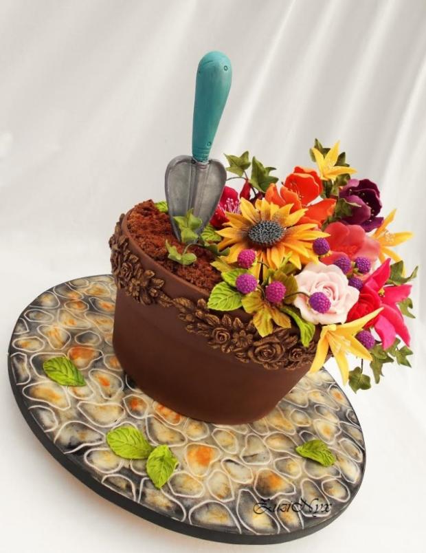 ..črepník s kvetinami.., torta, Narodeninové torty ..črepník s kvetinami.., torta, Narodeninové torty, ZuziNyx, 2