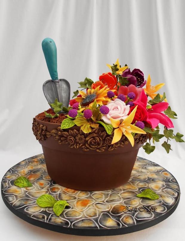 ..črepník s kvetinami.., torta, Narodeninové torty ..črepník s kvetinami.., torta, Narodeninové torty, ZuziNyx, 1