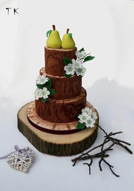 svadobná s hruškami a hruškovými kvetmi , torta, Svadobné torty, TORTY Klaudia, 1