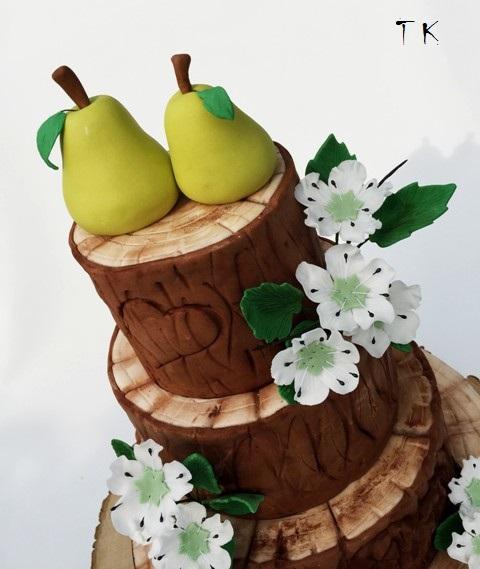 svadobná s hruškami a hruškovými kvetmi , torta, Svadobné torty, TORTY Klaudia, 2