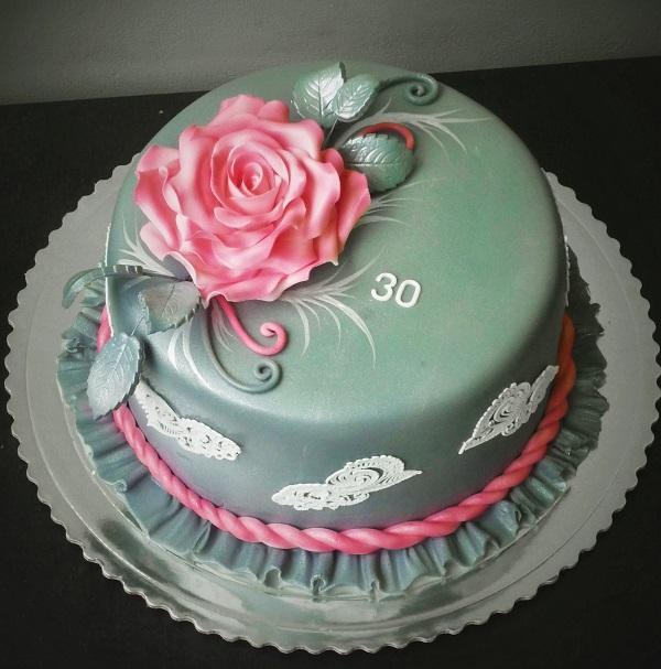 siva s ruzou.., torta, Narodeninové torty siva s ruzou.., torta, Narodeninové torty, Danielita13, 1