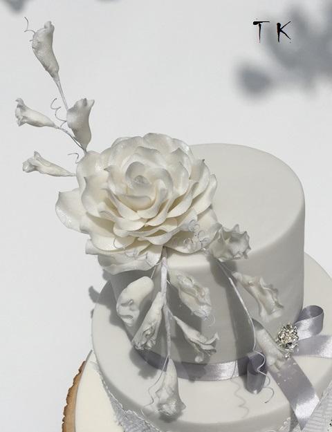 s veľkou ružou, torta, Svadobné torty s veľkou ružou, torta, Svadobné torty, TORTY Klaudia, 2