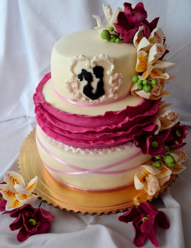 svadobná orchidejky, torta, Svadobné torty, tortina, 1