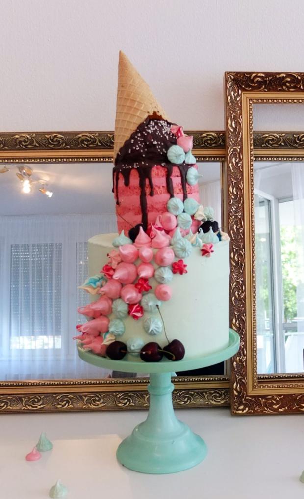 Moja narodeninova torticka v oblubenej ruzovej a mintovej farbe, torta, Narodeninové torty, SWEETarchitect, 2