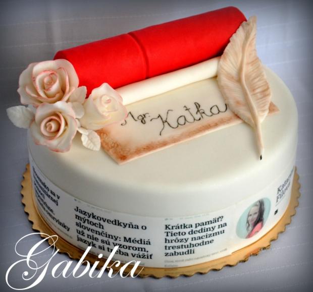 červený diplom pre novinárku, torta, Torty - škola, stužková červený diplom pre novinárku, torta, Torty - škola, stužková, Gabika.R, 1