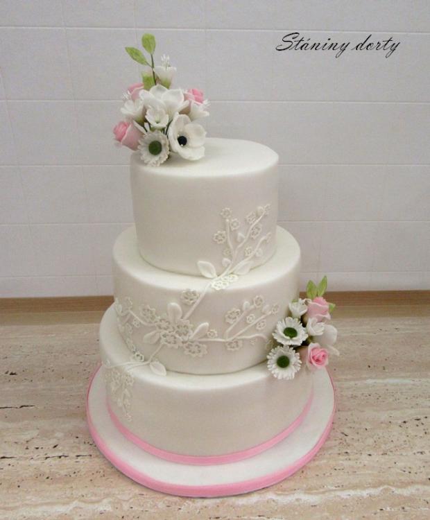Romantický svatební dort, torta, Svadobné torty, Stániny dorty, 1