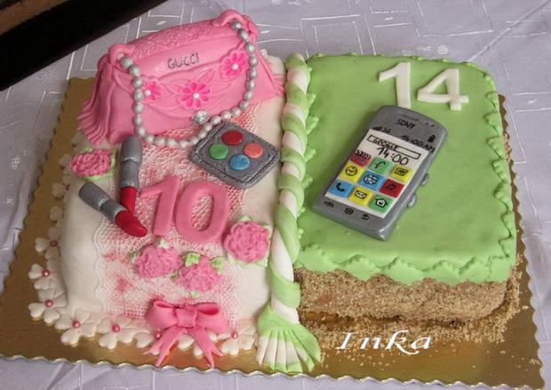 kabelka a mobil pre dvoch oslávencov, torta, Narodeninové torty kabelka a mobil pre dvoch oslávencov, torta, Narodeninové torty, marlenka 771, 1