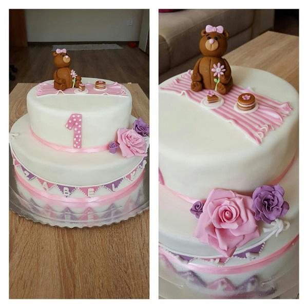 Dvojposchodová s macíkom, torta, Torty so zvieratkami, Janka87, 1