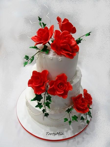 Svadobná bieločervená, torta, Svadobné torty, TortyMia, 1