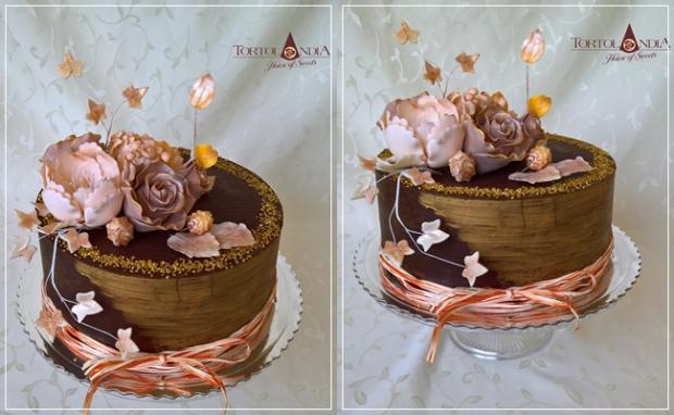 Čokoládovo-zlatá s ružami, torta, Čokoládové torty Čokoládovo-zlatá s ružami, torta, Čokoládové torty, Tortolandia.sk, 1