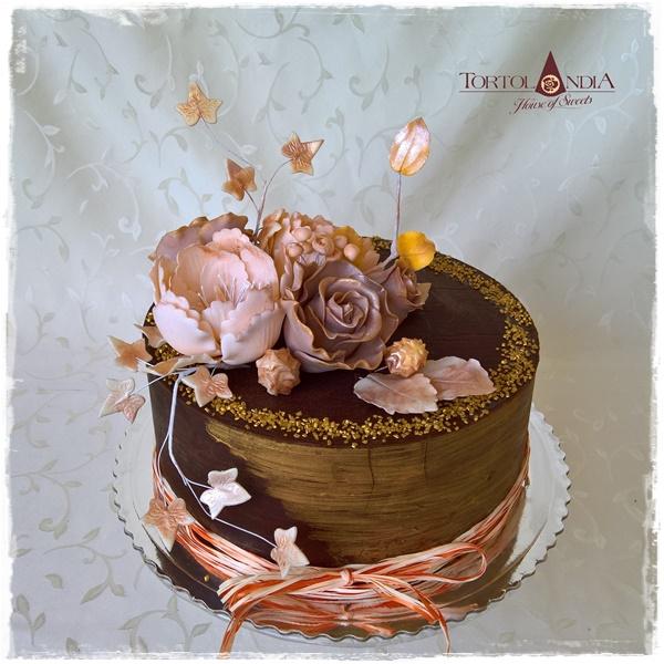 Čokoládovo-zlatá s ružami, torta, Čokoládové torty Čokoládovo-zlatá s ružami, torta, Čokoládové torty, Tortolandia.sk, 2