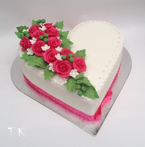 srdiečko s ružami, torta, Narodeninové torty, TORTY Klaudia, 1