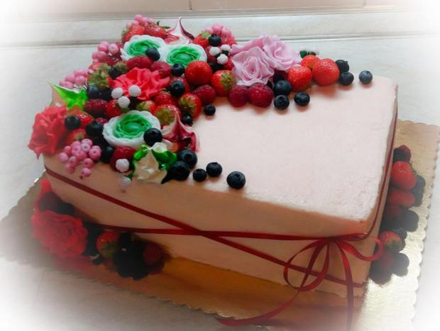 Nepoťahovaná - kvety s ovocím, torta, Narodeninové torty, cicapetra, 1