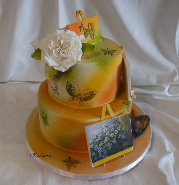 K výročiu pre mamku , ktorá rada maľuje na plátno, torta, Narodeninové torty, Kadanka, 4