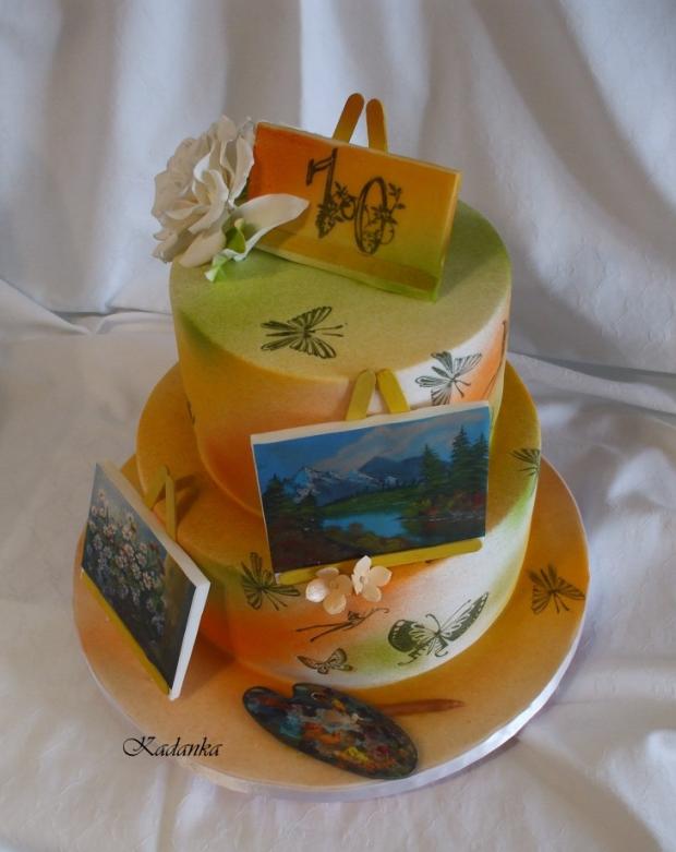 K výročiu pre mamku , ktorá rada maľuje na plátno, torta, Narodeninové torty, Kadanka, 2
