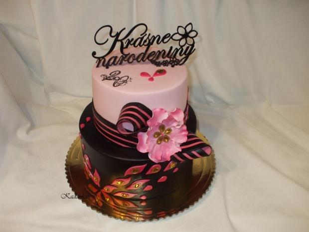 V ružovo čiernom s kamienkami, torta, Narodeninové torty, Kadanka, 1