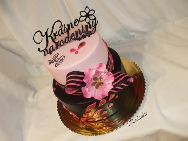 V ružovo čiernom s kamienkami, torta, Narodeninové torty, Kadanka, 4