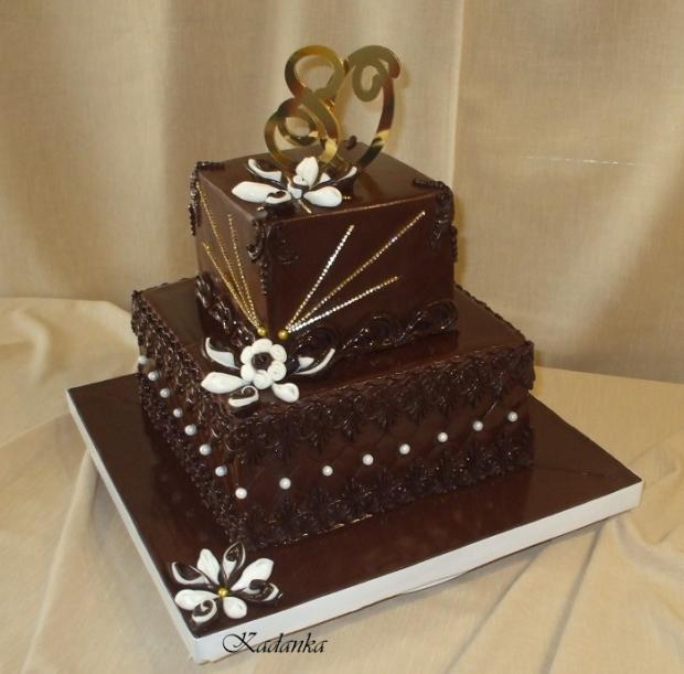 Mamke, babke , prababke k 80 tinám čoko poťah s dekoráciou Kanzashi, torta, Narodeninové torty, Kadanka, 2