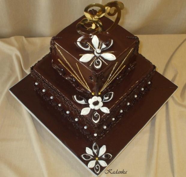 Mamke, babke , prababke k 80 tinám čoko poťah s dekoráciou Kanzashi, torta, Narodeninové torty, Kadanka, 1