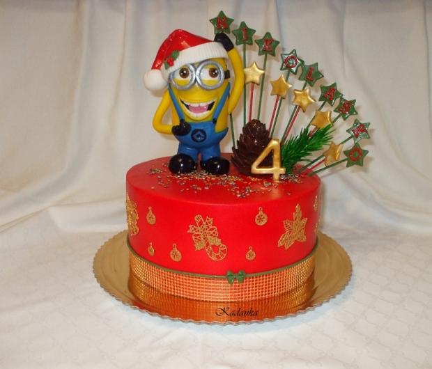 Merry Christmas Minion, torta, Rozprávkové torty, Kadanka, 1