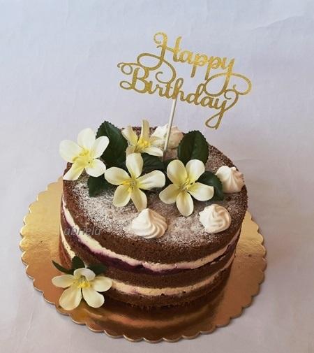 Nahá torta s kvetmi, torta, Narodeninové torty, abriela, 1
