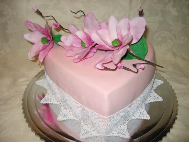 Srdiečko s magnóliami, torta, Narodeninové torty, lienkaS, 1