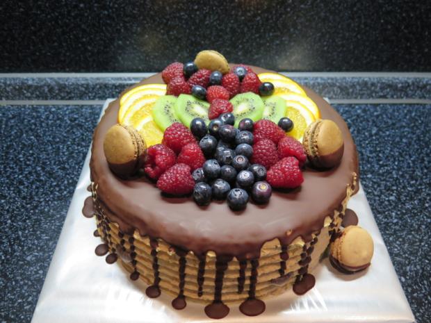 karamelová s ovocím, torta, Drip torty, alapk, 1