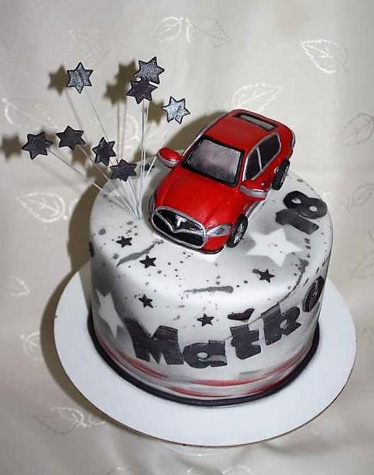 S modelom auta, torta, Torty autíčka, vláčiky, stanula, 1