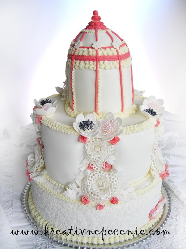 Vintage svadobná, torta, Svadobné torty, kreativnepecenie, 1