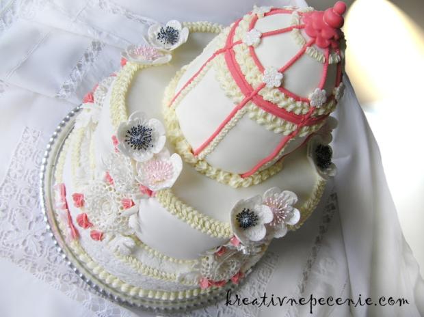 Vintage svadobná, torta, Svadobné torty, kreativnepecenie, 3