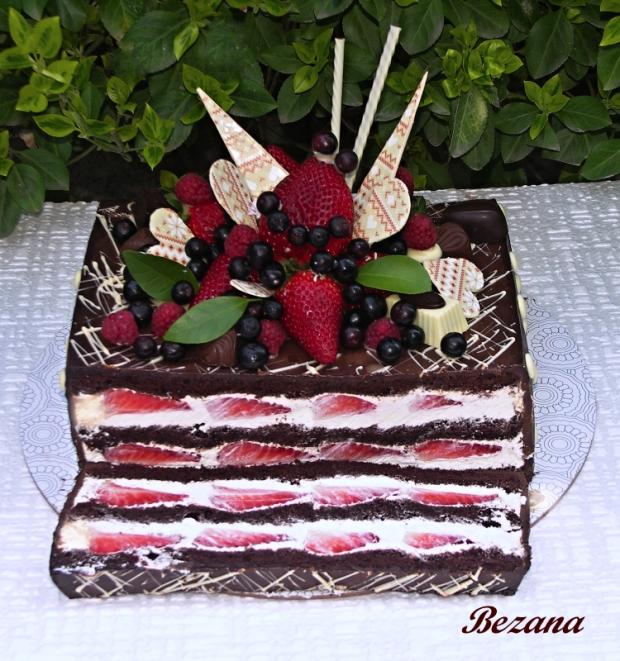 čokoládko jahodová, torta, Čokoládové torty čokoládko jahodová, torta, Čokoládové torty, bezana, 2