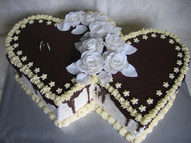 Dvojsrdce - čokoláda, torta, Svadobné torty, lienkaS, 1