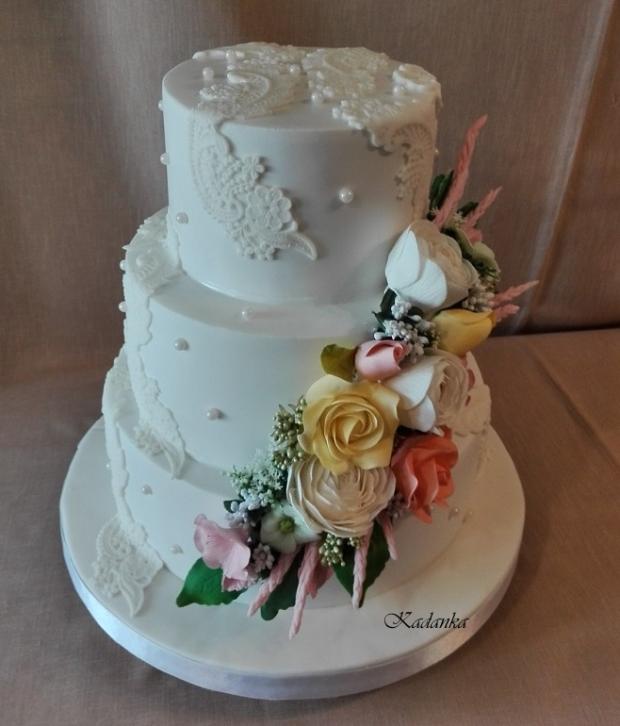 Svadobná vo vintage štýle, torta, Svadobné torty, Kadanka, 6