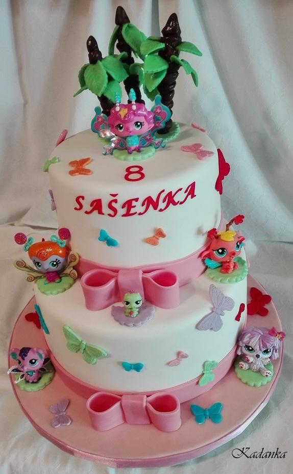 Pre malú oslávenkyňu na želanie zo sveta Littlest Pet   -  okúzľujúcich, svietiacich víl a zvieratiek, torta, Torty pre dievčatá, Kadanka, 3