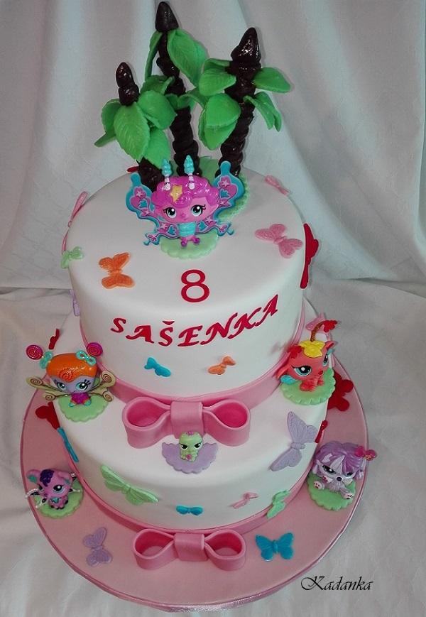 Pre malú oslávenkyňu na želanie zo sveta Littlest Pet   -  okúzľujúcich, svietiacich víl a zvieratiek, torta, Torty pre dievčatá, Kadanka, 2