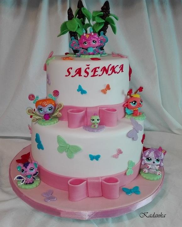 Pre malú oslávenkyňu na želanie zo sveta Littlest Pet   -  okúzľujúcich, svietiacich víl a zvieratiek, torta, Torty pre dievčatá, Kadanka, 1