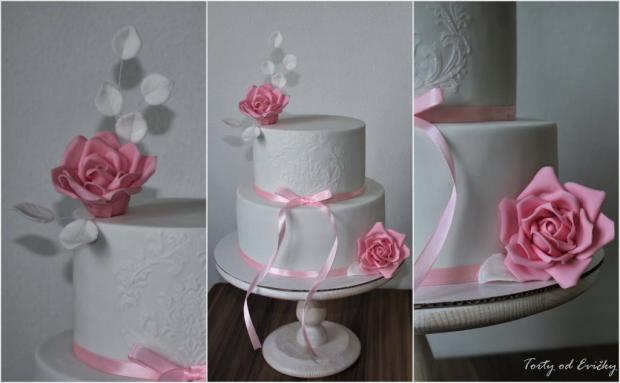 Jemná ružová svadobná , torta, Svadobné torty, Torty od Evičky, 3