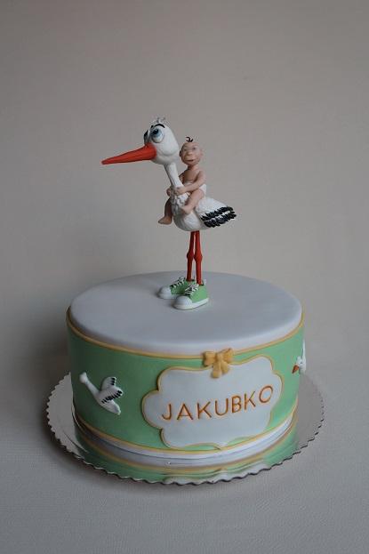 bocian letí, nesie deti, torta, Torty na krstiny, Annka, 1
